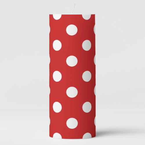 Red and White Polka Dot Pattern Pillar Candle