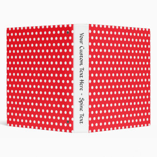 Red and White Polka Dot Pattern. Spotty. Binder