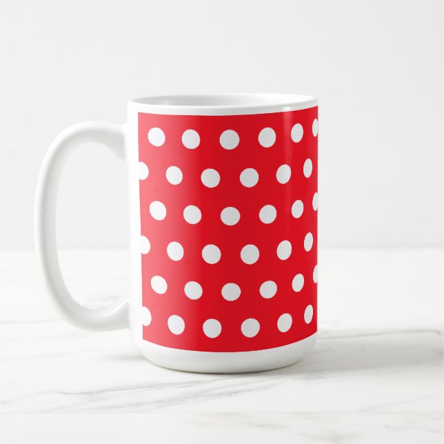 Red and White Polka Dot Pattern. Spotty. Coffee Mug (Left)