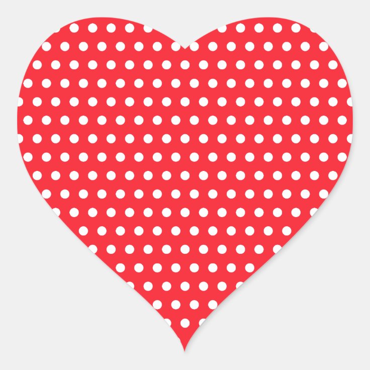 Red and White Polka Dot Pattern. Spotty. Heart Sticker | Zazzle