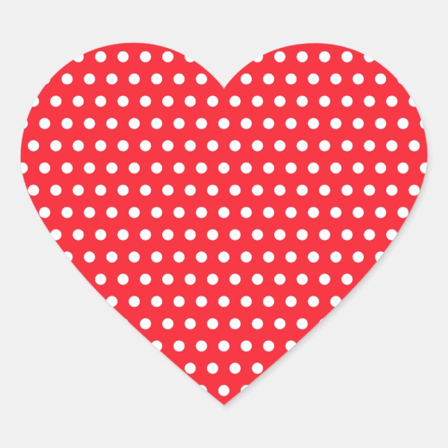 Red and White Polka Dot Pattern. Spotty. Heart Sticker (Front)