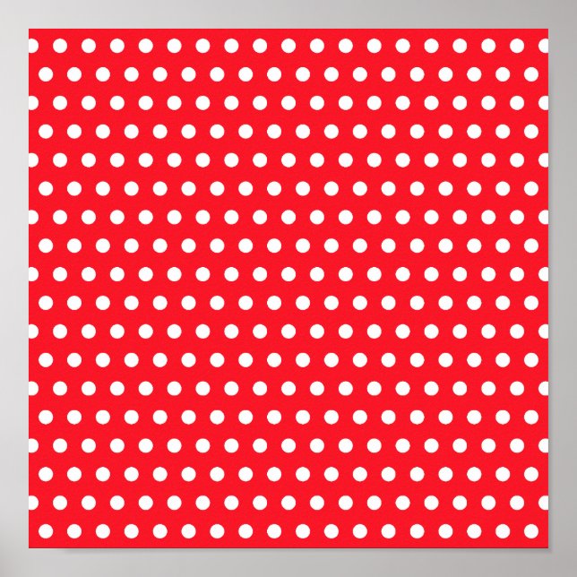 Red and White Polka Dot Pattern. Spotty. Poster (Front)