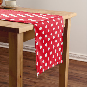 Red and white polka dot pattern table runner