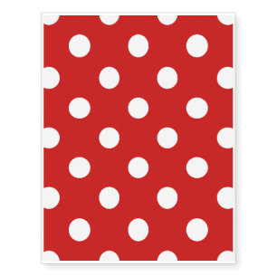 Red and White Polka Dot Pattern Temporary Tattoos