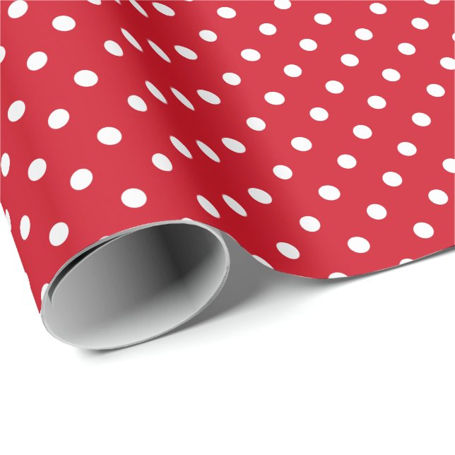 Red and White Polka Dot Pattern  Wrapping Paper (Roll Corner)
