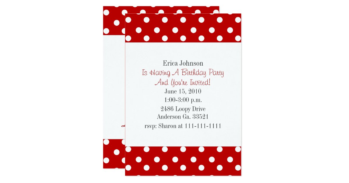 Red And White Polka Dot Invitations 6
