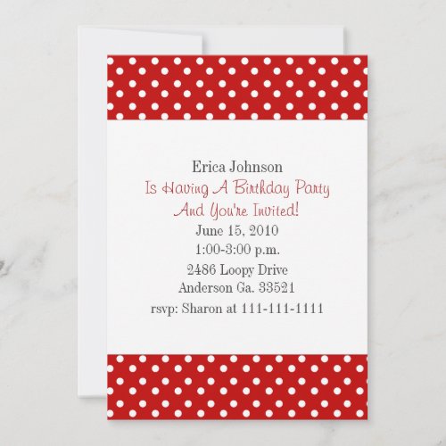 Red and White Polka Dot Print Party Invitation