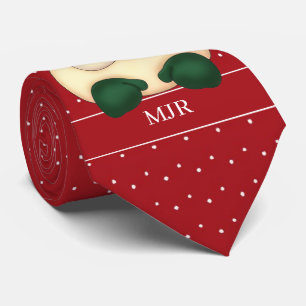 Red and White Polka Dot Santa Monogrammed Neck Tie