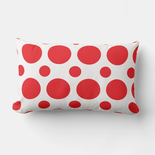 Red and white Polka Dot Throw Pillow (Front)
