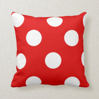 Red and White Polka Dot Throw Pillow