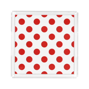 Red and white polka dots acrylic tray