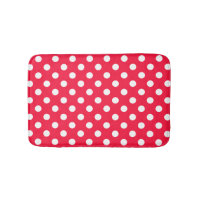 Red and white polka dots bathroom rug