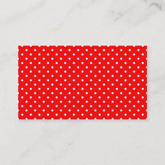 Red and White Polka Dots Business Card (Front)