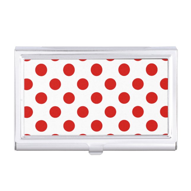 Red and white polka dots business card case (Front)
