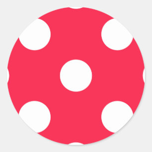 Red and white polka dots classic round sticker