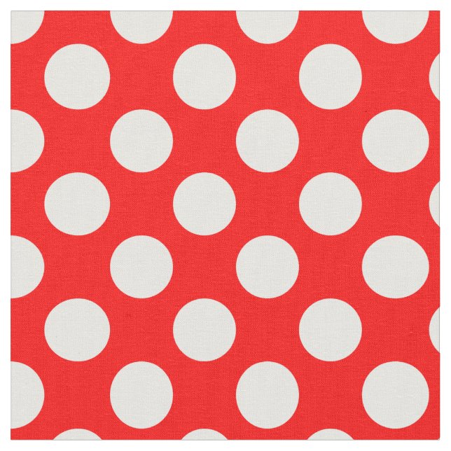 Red and White Polka Dots Fabric (Close Up)