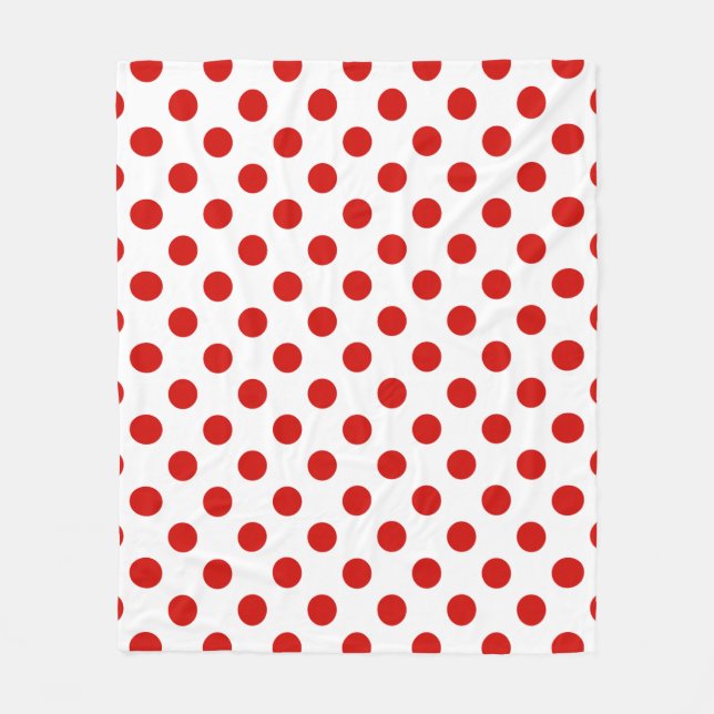 Red and white polka dots fleece blanket (Front)