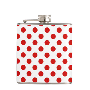 Red and white polka dots hip flask