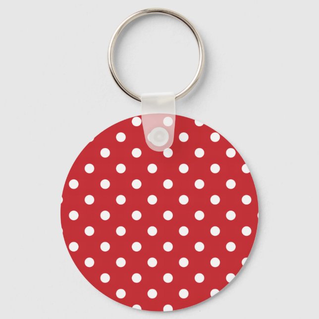 Red and White Polka Dots Keychain (Front)