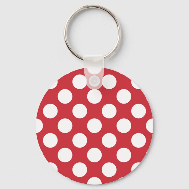 Red and White Polka Dots Keychain (Front)