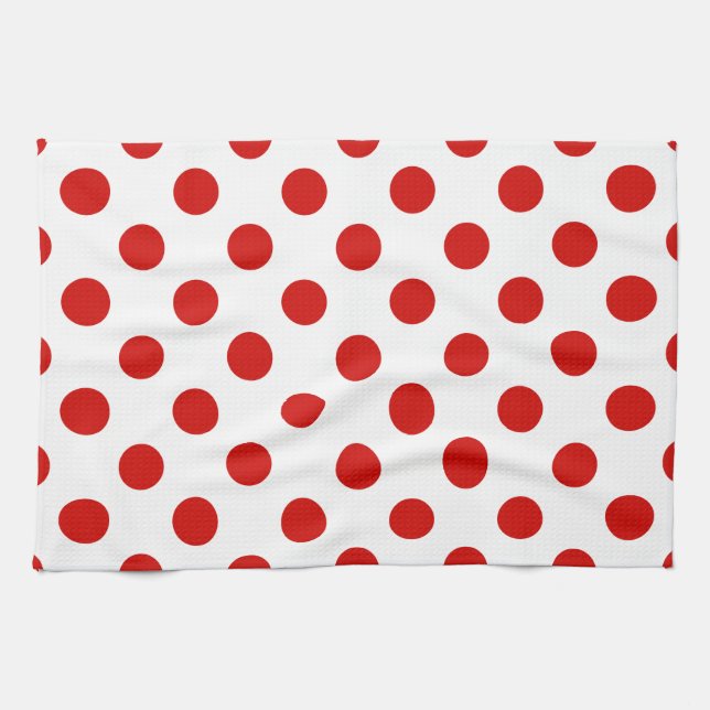 Red and white polka dots kitchen towel (Horizontal)