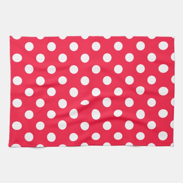 Red and white polka dots kitchen towel (Horizontal)