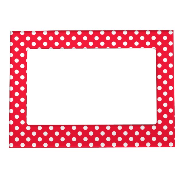 Red and White Polka Dots Magnetic Photo Frame (Front)