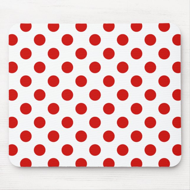 Red and white polka dots mouse pad (Front)