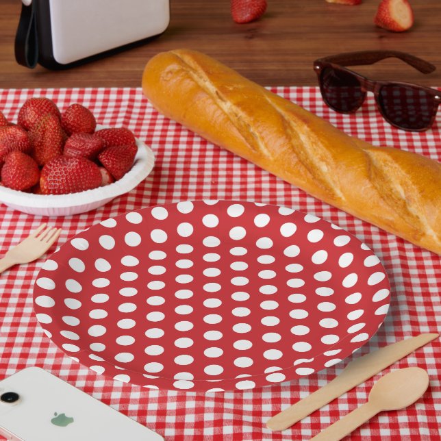 Red and White Polka Dots Paper Plates (Picnic)