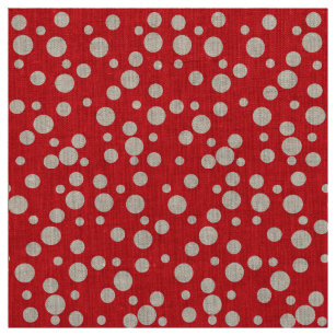 Red and White Polka Dots Pattern Fabric