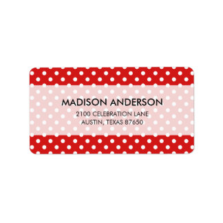 Red and White Polka Dots Pattern Label