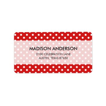 Red And White Polka Dots Pattern Label by allpattern at Zazzle