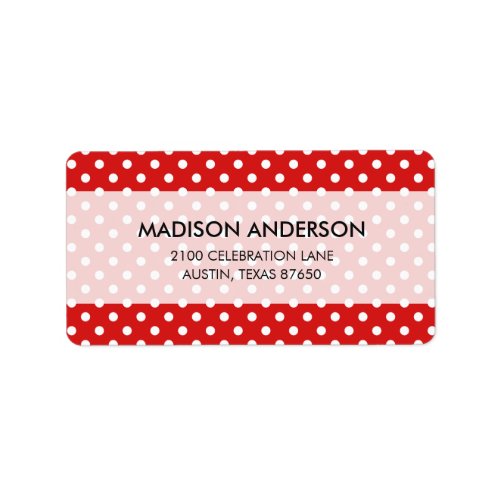 Red and White Polka Dots Pattern Label
