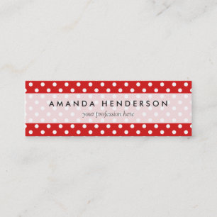 Red and White Polka Dots Pattern Mini Business Card