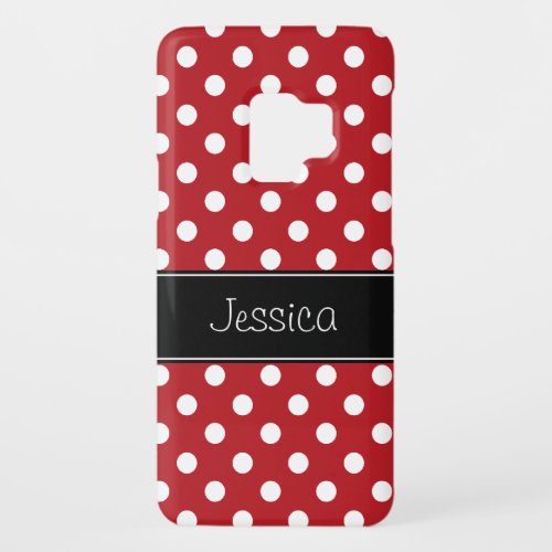Red and White Polka Dots Personalized Case_Mate Samsung Galaxy S9 Case