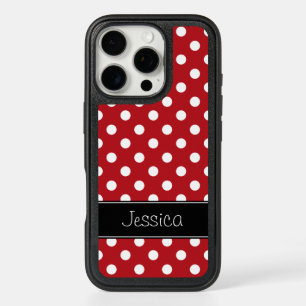 Red and White Polka Dots Personalized iPhone 16 Pro Case