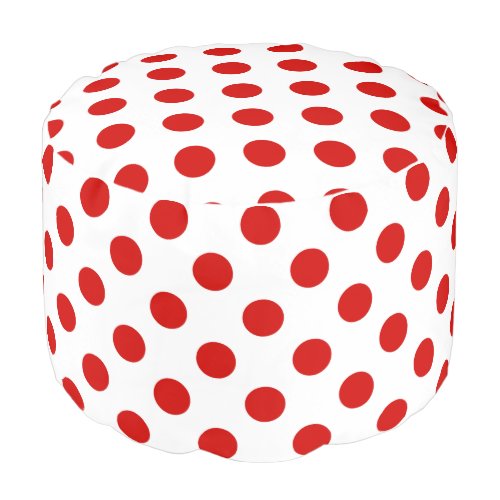 Red and white polka dots pouf