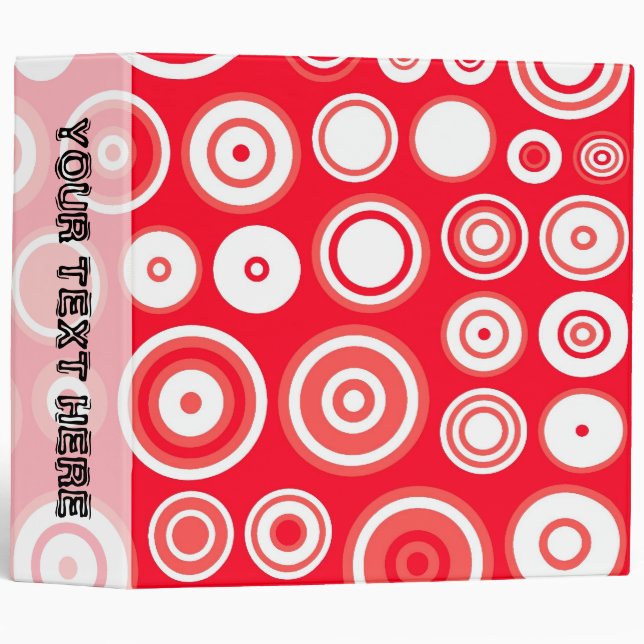Red and white polka dots seamless graphic design binder (Front/Spine)