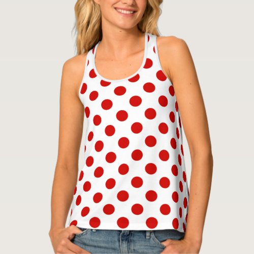 Red and white polka dots tank top