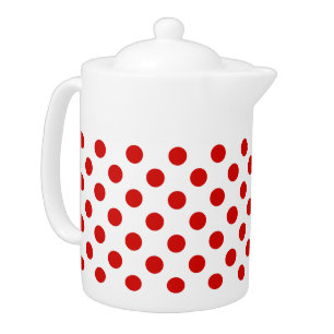 Red and white polka dots teapot