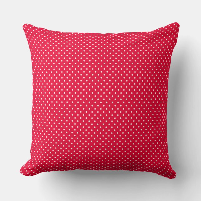 Red And White Polka Dots Throw Pillow (Front)