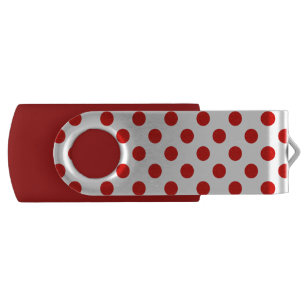 Red and white polka dots USB flash drive