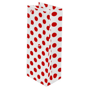 Red and white polka dots wine gift bag