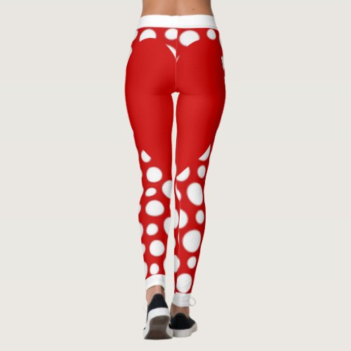 Red and White Polka Dots with Red Heart Leggings