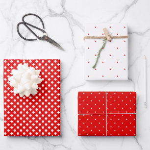 Red and White Polka Dots Wrapping Paper Sheets