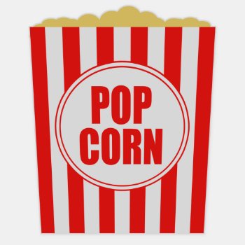 Red And White Popcorn Bucket Sticker by macdesigns2 at Zazzle