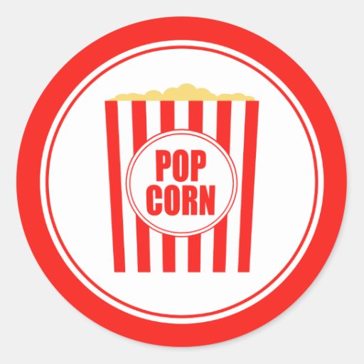 Red And White Popcorn Classic Round Sticker | Zazzle