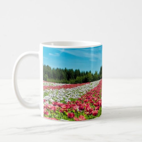 Red and White Poppy Field Coffee Mug