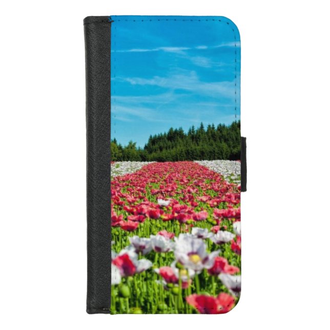 Red and White Poppy Field iPhone Wallet Case (Front)