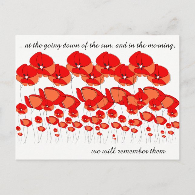 Red and White Poppy Postcard Lest We Forget (Front)
